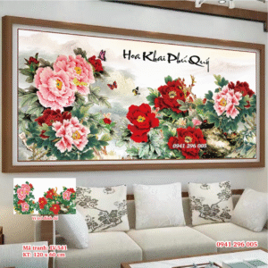 Tranh đính đá Hoa Mẫu Đơn LV541 kích thước 120x60cm