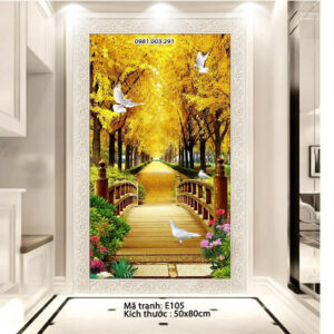 Tranh thêu chữ thập Con Đường mùa thu E105 kích thước 50 x 80cm
