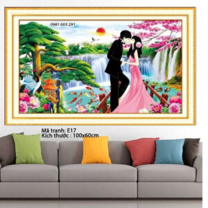Tranh thêu chữ thập Tình Yêu Vĩnh Cửu E17 kích thước 100cm x 60cm