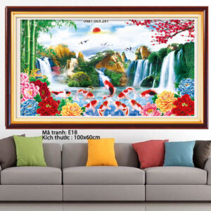 Tranh thêu chữ thập Non Nước hữu tình E18 Kích thước 100x60cm