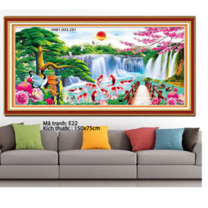 Tranh thêu chữ thập Non Nước hữu tình E22 Kích thước 150x75cm