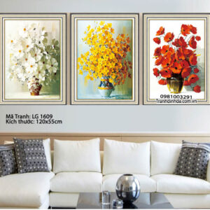 Tranh đính đá Bình Hoa Nghệ Thuật LG-1609 kích thước 120cm x 55cm