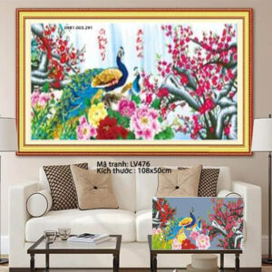Tranh đính đá Phú Quý Cát Tường LV476 kích thước 108cm x 50cm