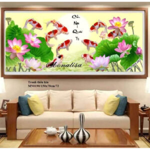 Tranh thêu chữ thập Cửu Ngư Quần Tụ MN0190 Kích thước 150x70cm