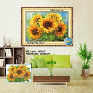 Tranh đính đá Hoa Hướng Dương YD3001 kích thước 80cm x 60cm