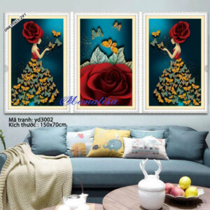 Tranh đính đá Bình Hoa Nghệ Thuật YD3002 kích thước 150cm x 70cm