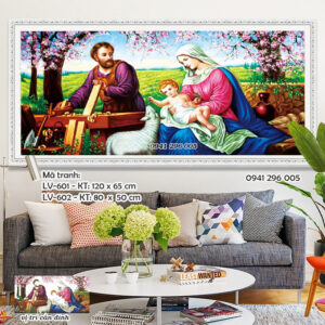 Tranh đính đá Gia Đình Chúa LV601 kích thước 120cm x65cm