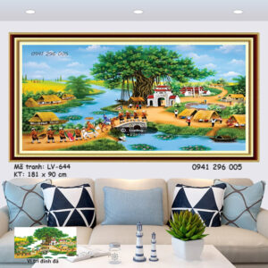 Tranh đính đá Vinh quy bái tổ LV644 kích thước 181 x 90 cm