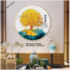 Tranh thêu chữ thập Cây Tiền Vàng DX1005 kích thước 50cm x 50cm