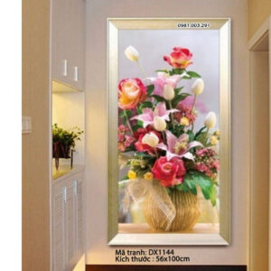 Tranh thêu chữ thập Bình Hoa Nghệ Thuật DX1144 Kích thước 56x100cm