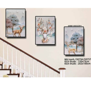 Tranh thêu chữ thập Hươu Tài Lộc FJ0757 Kích thước 202cm x100cm