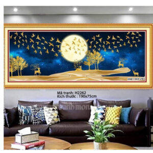 Tranh thêu chữ thập Hươu Tài Lộc H2262 Kích thước 190cm x 75cm