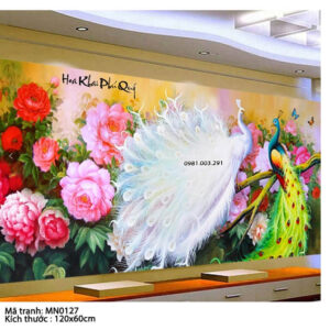 Tranh thêu chữ thập Hoa Khai Phú Quý MN0127 Kích thước 120cm x 60cm