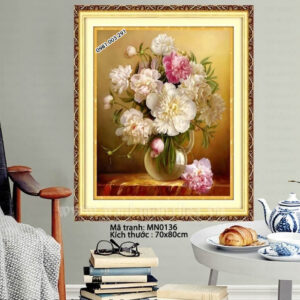 Tranh thêu chữ thập Bình Hoa Nghệ Thuật MN0136 Kích thước 70cm x 80cm
