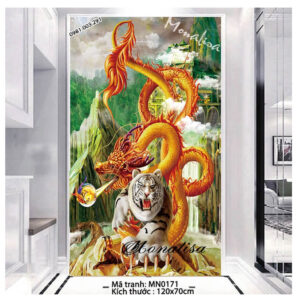 Tranh thêu chữ thập Rồng cuộn Hổ Ngồi MN0171 Kích thước 120x70cm