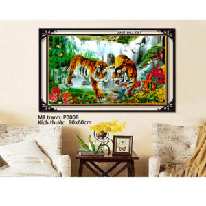 Tranh thêu chữ thập Mãnh Hổ P0008 Kích thước 90x60cm