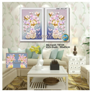Tranh đính đá Bình Hoa Nghệ Thuật Y8104 kích thước 90cm x 65cm