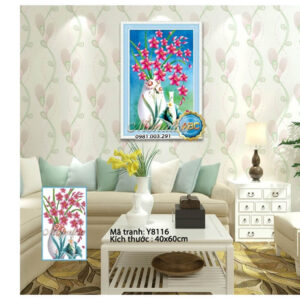 Tranh đính đá Bình Hoa Nghệ Thuật Y8116 kích thước 40cm x 60cm