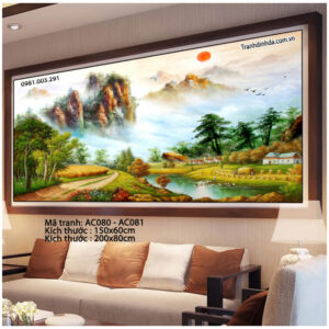 Tranh đính đá Phong Cảnh AC081 kích thước 200cm x 80cm (đính kín)