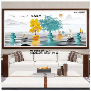 Tranh thêu chữ thập Sơn thủy DX1027 Kích thước 195x71cm
