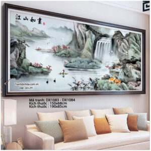 Tranh thêu chữ thập Sơn thủy Hữu Tình DX1084 Kích thước 190x85cm