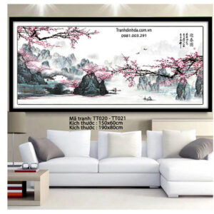 Tranh thêu chữ thập Sơn thủy Hữu Tình TT021 Kích thước 190x80cm