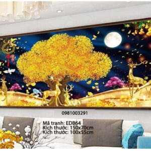 Tranh thêu chữ thập Cây Tiền Vàng EDB64 kích thước 150cm x 70cm