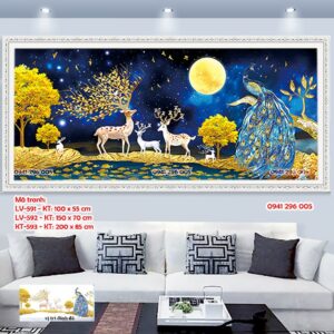 Tranh đính đá Hưu Tài Lộc LV592 kích thước 150x70cm