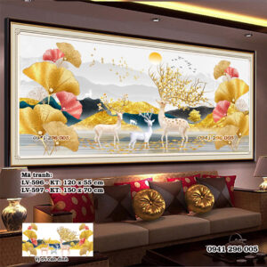 Tranh đính đá Hưu Tài Lộc LV596 kích thước 120x55cm