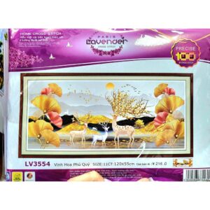 Tranh thêu chữ thập Hưu Tài Lộc LV3554 kích thước 120x55cm