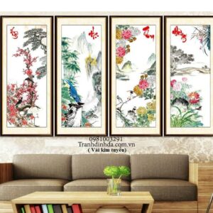 Tranh thêu Tứ Quý Xuân Hạ Thu Đông (MK0280)