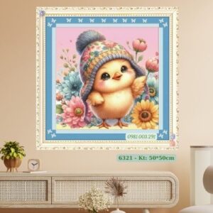 Tranh thêu chữ thập Gà Con Ngộ Nghĩnh 6321 Kích thước 50cm x 50cm