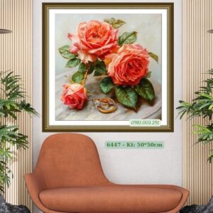 Tranh thêu chữ thập Hoa Hồng 6447 Kích thước 50cm x 50cm