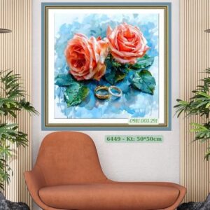 Tranh thêu chữ thập Hoa Hồng 6449 Kích thước 50cm x 50cm