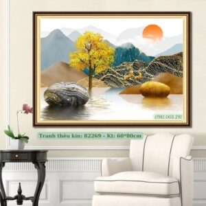 Tranh thêu chữ thập Hưu Nai Tài Lộc 82269 Kích thước 60cm x 80cm