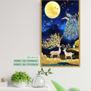 Tranh thêu Hưu Nai Tài Lộc 83081 Kích thước 50cm x 80cm