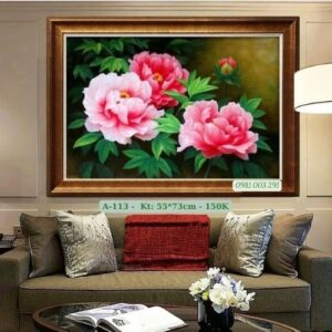 Tranh thêu chữ thập Hoa Mẫu Đơn A113 Kích thước 55cm x 73cm