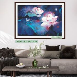 Tranh thêu chữ thập Sen Bình An A107 Kích thước 50cm x 72cm