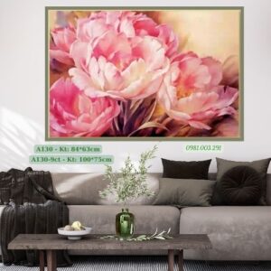 Tranh thêu chữ thập Hoa Mẫu Đơn A130 Kích thước 100cm x 75cm
