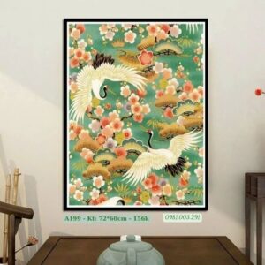 Tranh thêu chữ thập Hạc Uyên Ương A199 Kích thước 72cm x 60cm