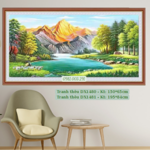 Tranh thêu chữ thập Thiên Nhiên Hùng Vĩ DX1480 kích thước 150cm x 65cm