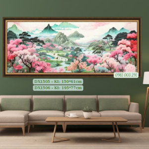 Tranh thêu chữ thập Sơn Thủy Hữu Tình DX1505 kích thước 150cm x 61cm