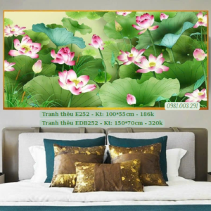 Tranh thêu chữ thập Đầm Sen EDB252 kích thước 150cm x 70cm