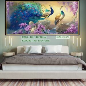 Tranh thêu chữ thập Phu Thê Viên Mãn E280 kích thước 110cm x 50cm