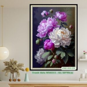 Tranh thêu chữ thập Hoa Mẫu Đơn MN0311 kích thước 60cm x 90cm
