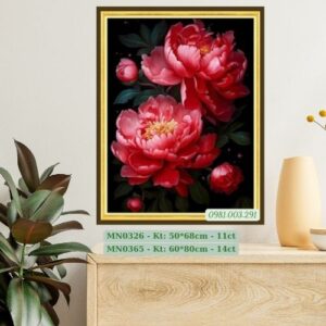 Tranh thêu chữ thập Hoa Mẫu Đơn MN0326 kích thước 50cm x 68cm