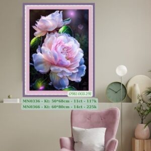Tranh thêu chữ thập Hoa Mẫu Đơn MN0336 kích thước 50cm x 68cm