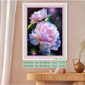 Tranh thêu chữ thập Hoa Mẫu Đơn MN0366 kích thước 60cm x 80cm