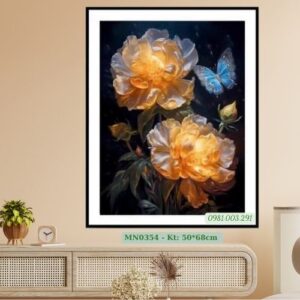 Tranh thêu chữ thập Hoa Mẫu Đơn MN0354 kích thước 50cm x 68cm