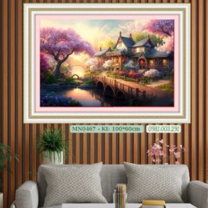 Tranh thêu chữ thập Tổ Ấm Hạnh Phúc MN0467 kích thước 100x60cm